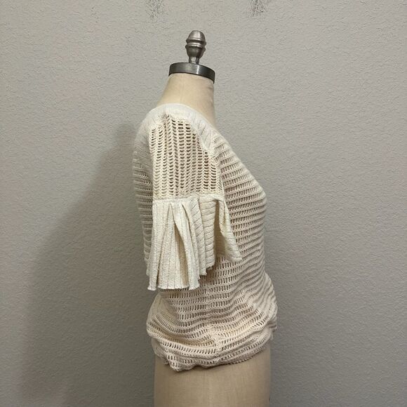 NWT FREE PEOPLE Babes Only Sweater Tee Sheer Open Weave in Cream - Picture 9 of 16